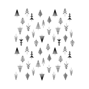 Black and White Winter Forest, abstract pattern T-Shirt