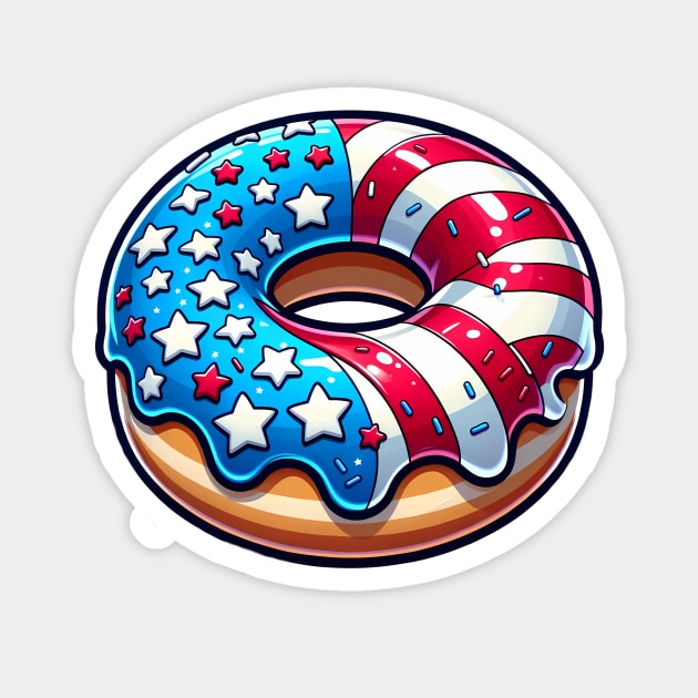 American Spirit Donut - Patriotic Red, White & Blue Design Magnet by SandraHeyward