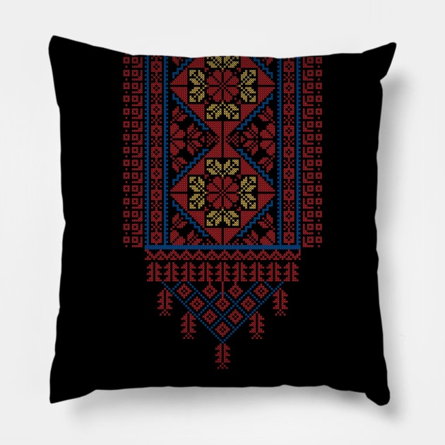 Palestinian Jordanian Traditional Realistic Tatreez Embroidery Art Design #2 - lght Pillow by QualiTshirt