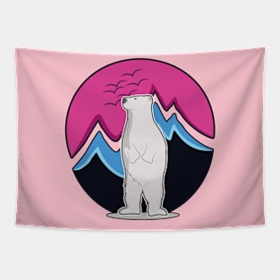 Polar bear with pink sky Tapestry