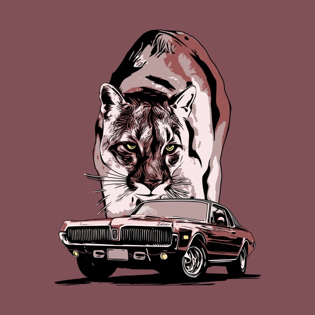 1968 Mercury Cougar with cougar cat backdrop, red theme. by ZoeysGarage