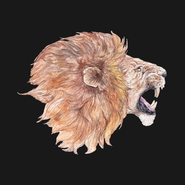 Roaring Watercolor Lion by wanderinglaur