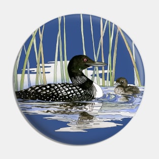 Watercolor Loon Pin