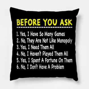 Funny Board Game Yes, I Have So Many games Pillow