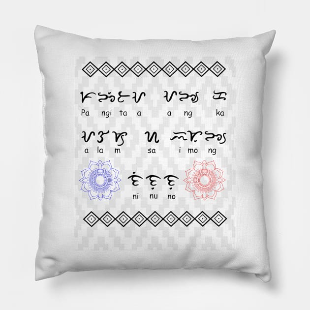 Badlit word "Find the knowledge of your ancestors" Pillow by Pirma Pinas