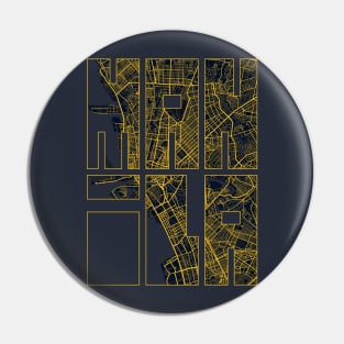 Manila, Philippines City Map Typography - Gold Art Deco Pin