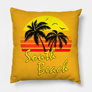 South Beach Retro Sunset Pillow