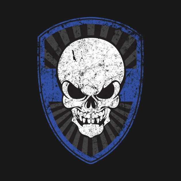 Thin Blue Line Skull by MindsparkCreative