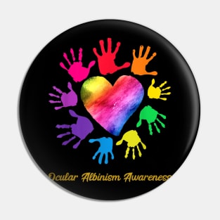 We Wear Rainbow Heart For Ocular Albinism Awareness Pin