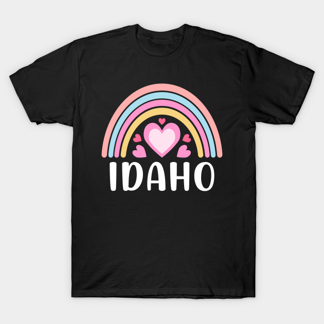 Discover Idaho Rainbow Heart Gift for Women and Girls - Idaho State - T-Shirt