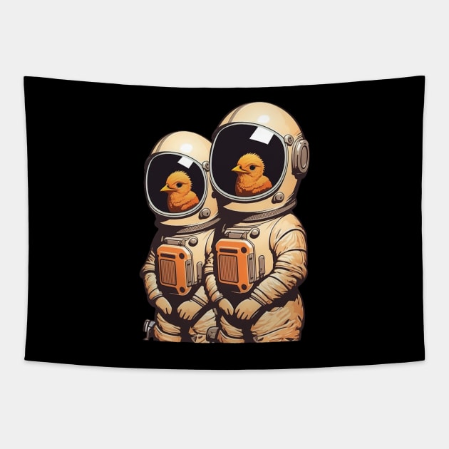 Out of this World - Chicks in Space Suit Tapestry by RailoImage