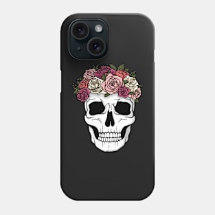 Day of the Dead Style Flower Crown Skull Illustration Phone Case