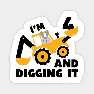 I'm 2 and Digging it Funny 2rd Birthday Excavator Kids Gift Magnet
