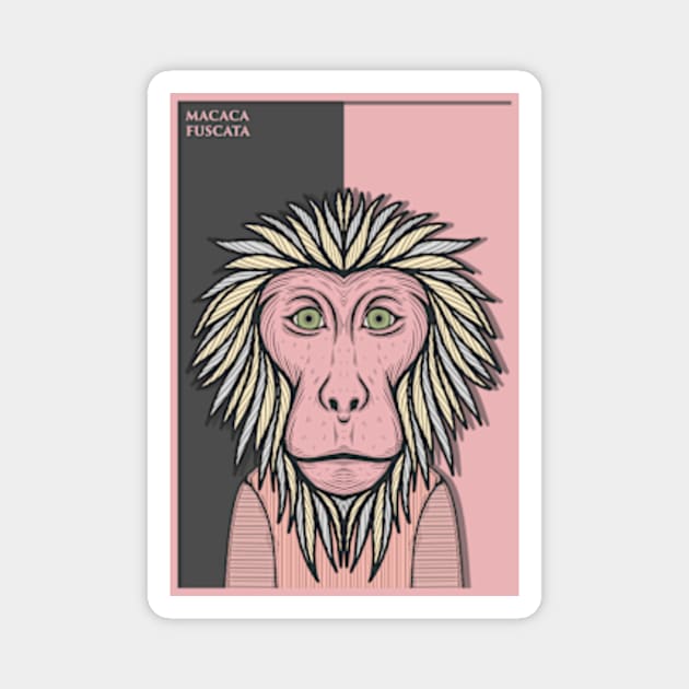 Japanese Macaque Monkey Magnet by milhad