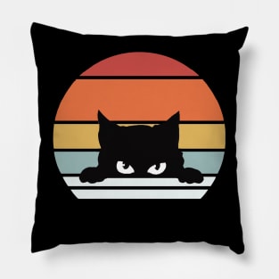 Black Kitten Retro Design Pillow