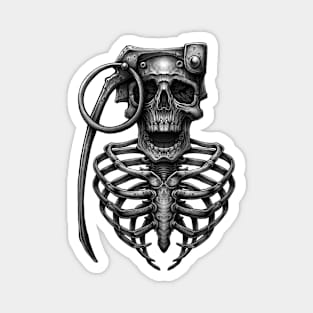 Heart Skull Grenade Vintage Magnet