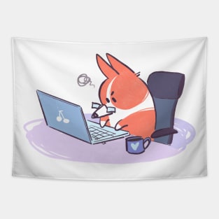 Work Mode Corgi Tapestry