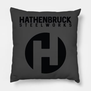 Hathenbruck Steelworks Full Logo Black Lettering Pillow