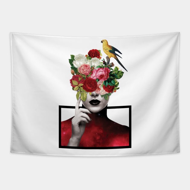 Flower Head Girl Tapestry by LeonLedesma