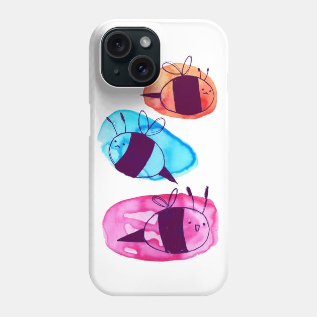 Colorful Watercolor Bees Phone Case by saradaboru