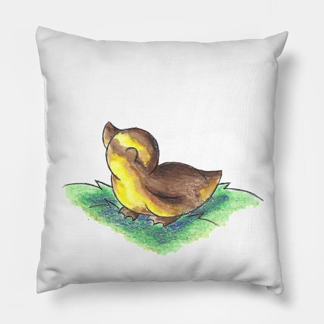 Mallard Duckling Pillow by KristenOKeefeArt