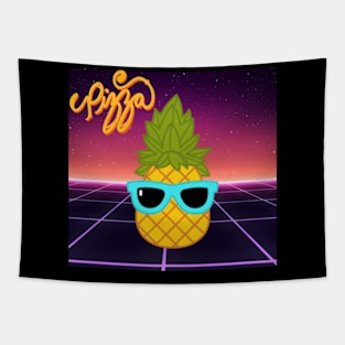 Pineapple Outrun Pizza Tapestry