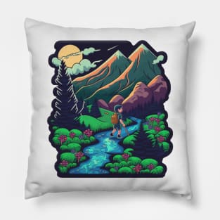 Pretty hiker enjoys nature - Buy and plant a tree Pillow