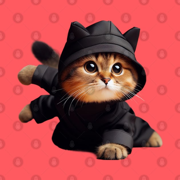 Precious Ninja Prowler Cute Ninja Cat by Divineshopy