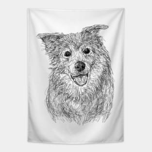 Samoyed dog draw with scribble art style Tapestry