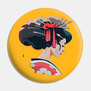 Lovely Geisha Portrait Pin