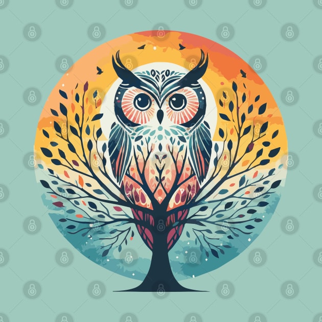 Owl and Tree of Life by Heartsake