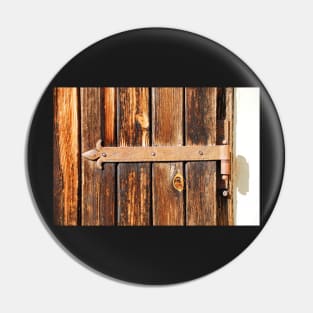 Rusted Hinge on Wooden Door Pin