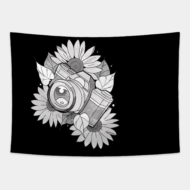 Camera in Sunflowers Tapestry by MillerDesigns