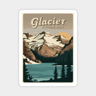 Vintage Poster - Glacier National Park Magnet