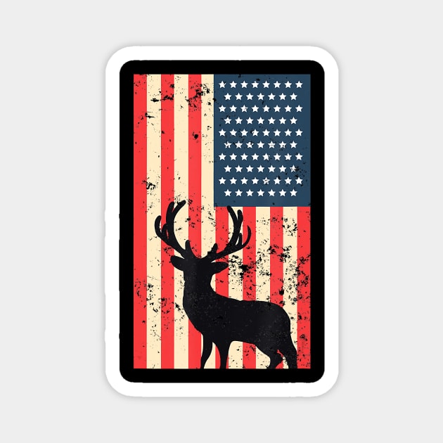 American Patriot Distressed USA Flag Deer Hunting Gift Magnet by prunioneman