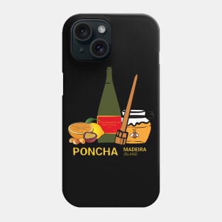 Madeira Island Poncha with fruits, aguardente de cana/rum, honey and traditional stirring stick in colour Phone Case