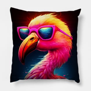 Cool Tropical Flamingo Wearing Sunglasses Pillow