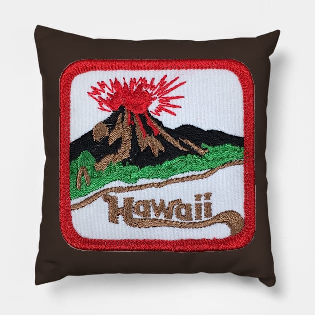 Hawaii Volcano Patch Pillow by HaleiwaNorthShoreSign