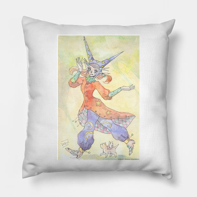 Kitty and Clown Pillow by Aqutalion