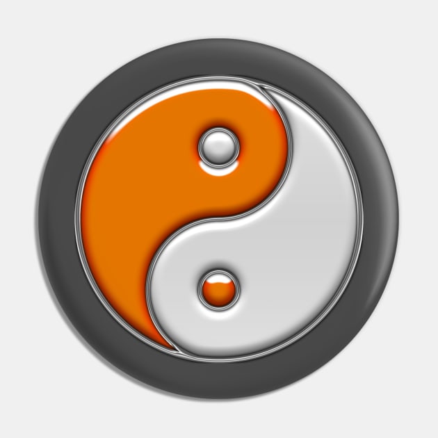 Orange And White Yin Yang Pin by BigOrangeShirtShop