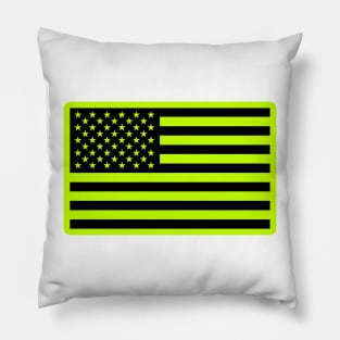 American Flag - Construction Safety Green Pillow