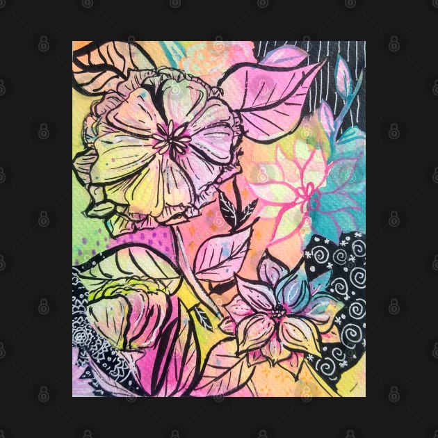 Abstract Neon Flowers by San Mould Art