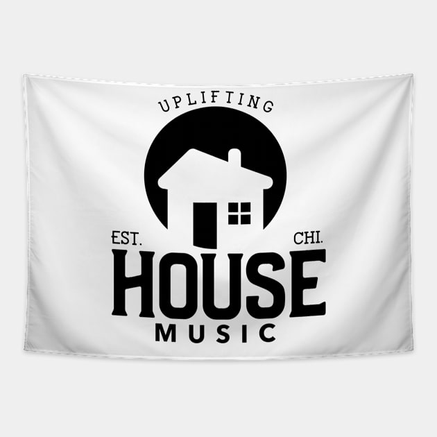 HOUSE MUSIC  - Uplifting (black) Tapestry by DISCOTHREADZ 
