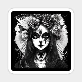 Black and White Wonders of the Dark: Discover the Mesmerizing Beauty of Our Gothic and Witch-Inspired Art. Magnet