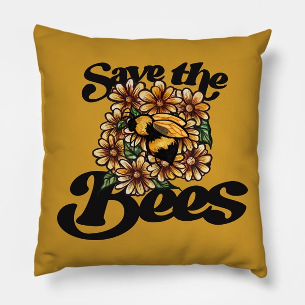 Save The Bees Honey Bee Pollinators Pillow by bubbsnugg