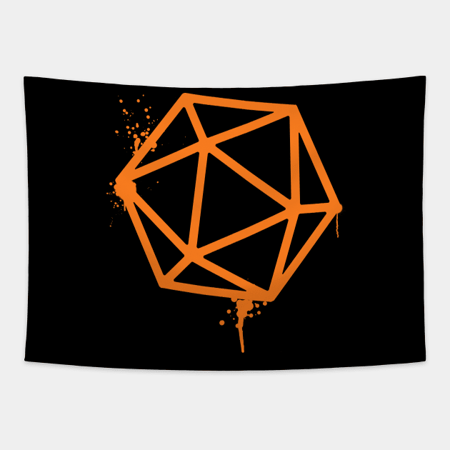 D20 Dice Orange Tabletop RPG Gaming Tapestry by pixeptional