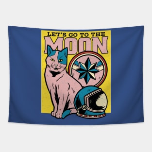 Let's go to the Moon Funny Cat Crypto Merch Tapestry