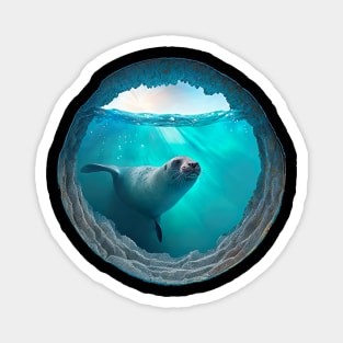 Seal Peeking Through Wall Opening Magnet