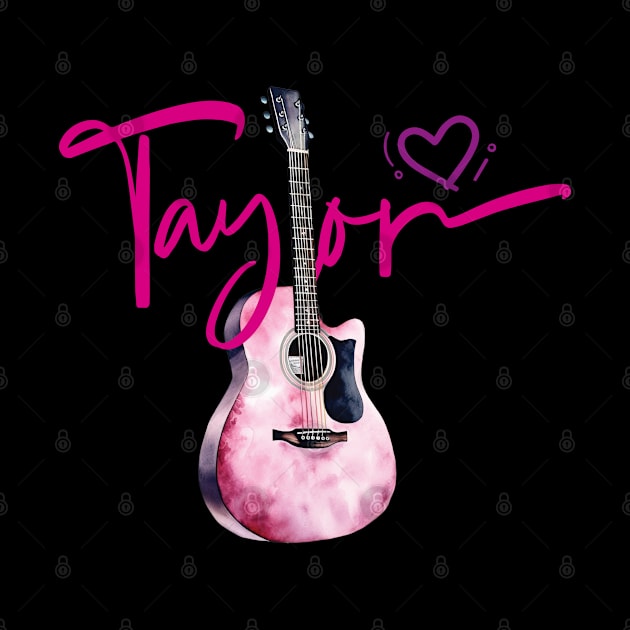 Taylor First Name I Love Taylor Girl Cute Guitar by smartrocket