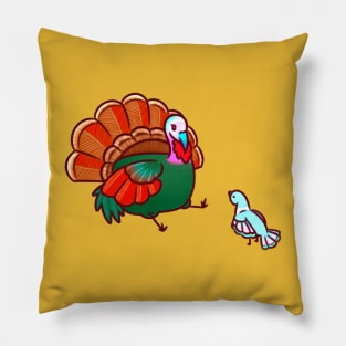 Turkey and Pigeon Happy Thanksgiviing Pillow